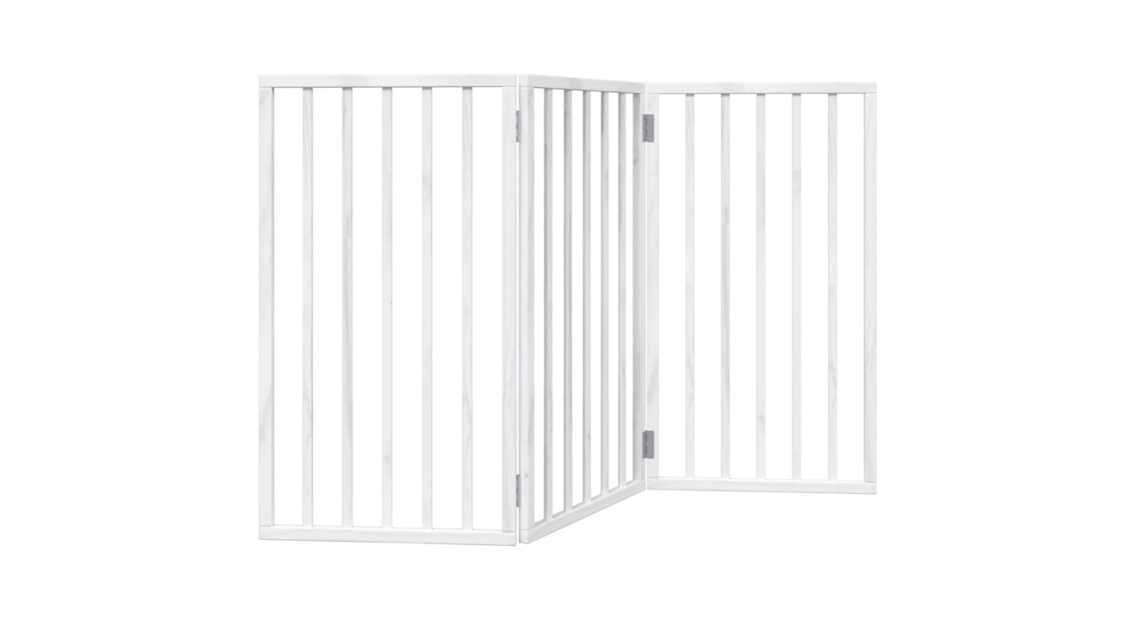 vidaXL White Poplar Wood 3 Panel Foldable Dog Gate - 150cm