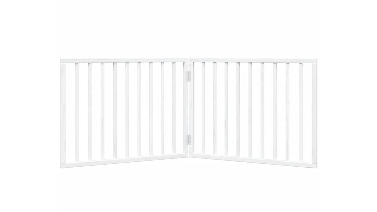 vidaXL 2-Panel Poplar Wood 160cm Foldable Dog Gate - White