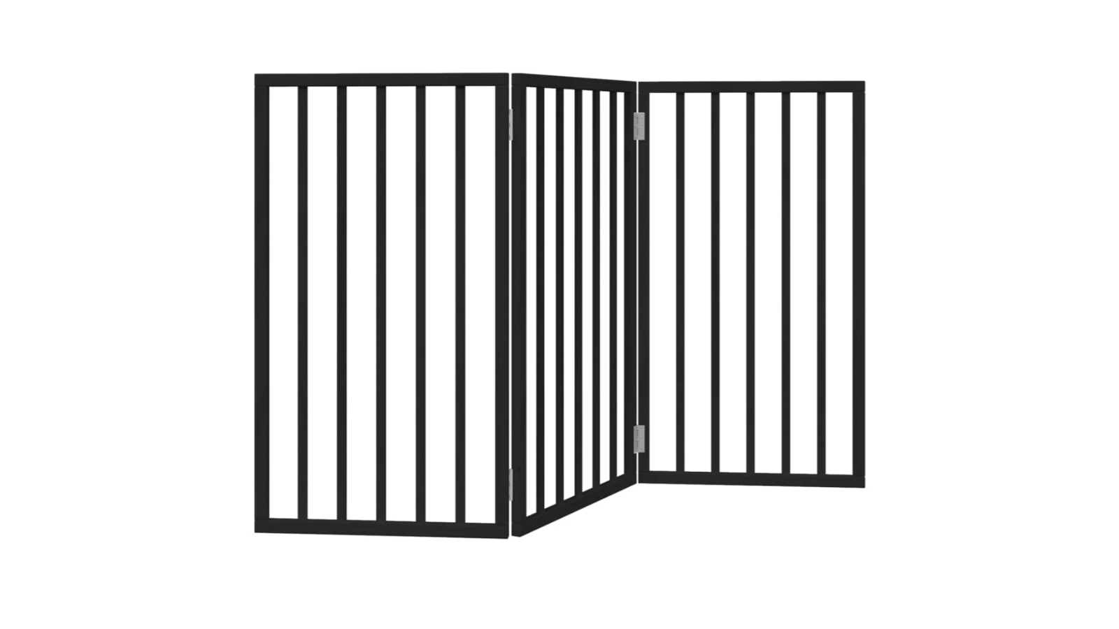 vidaXL Black Poplar Wood 3 Panel Foldable Dog Gate - 150cm