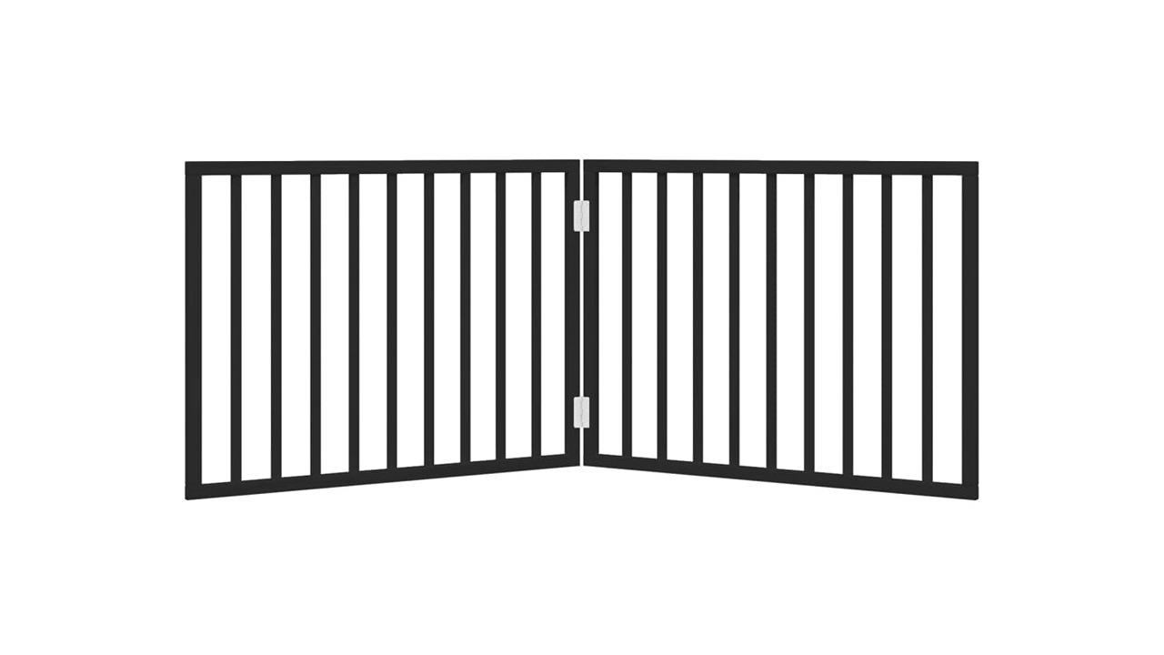 vidaXL 2-Panel Poplar Wood 160cm Foldable Dog Gate - Black