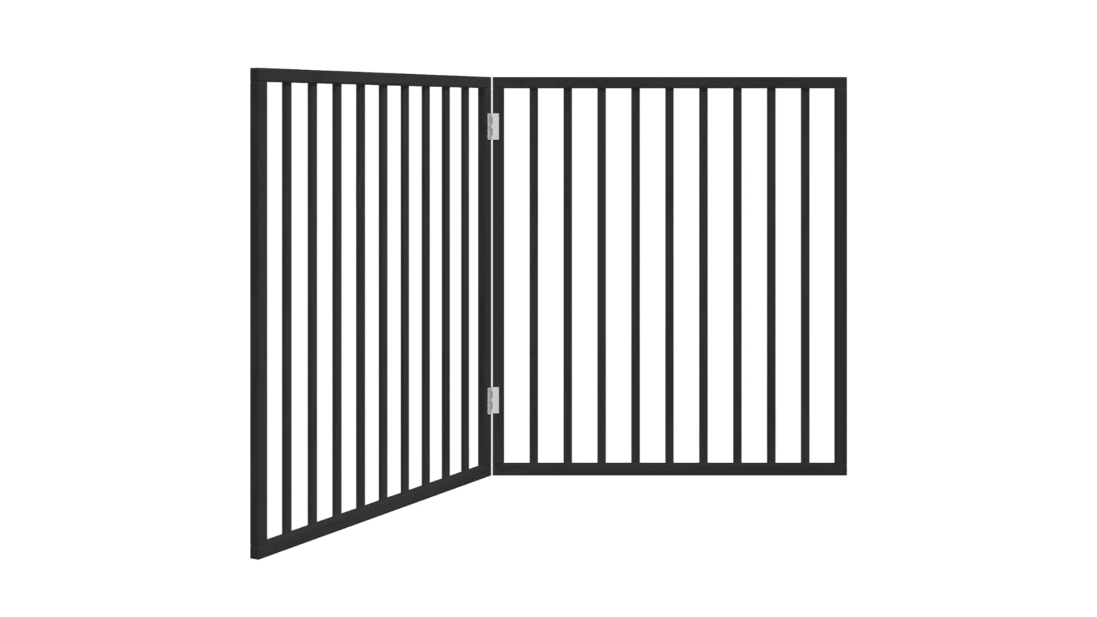 vidaXL Black Poplar Wood 2 Panel Foldable Dog Gate - 160cm