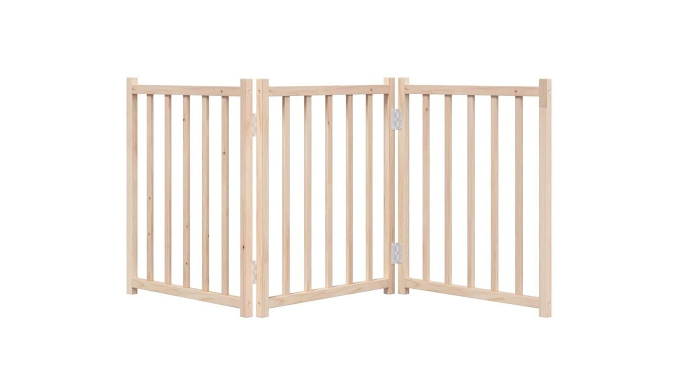 vidaXL 3-Panel Solid Fir Wood 150cm Foldable Dog Gate