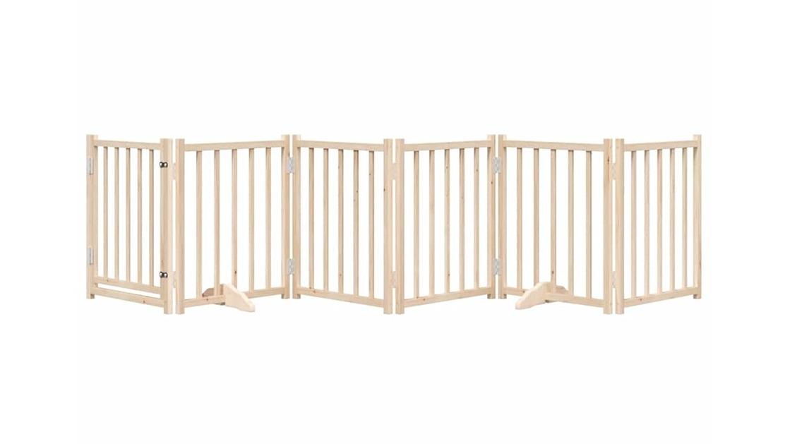vidaXL 6-Panel Solid Fir Wood 300cm Dog Gate with Foldable Door