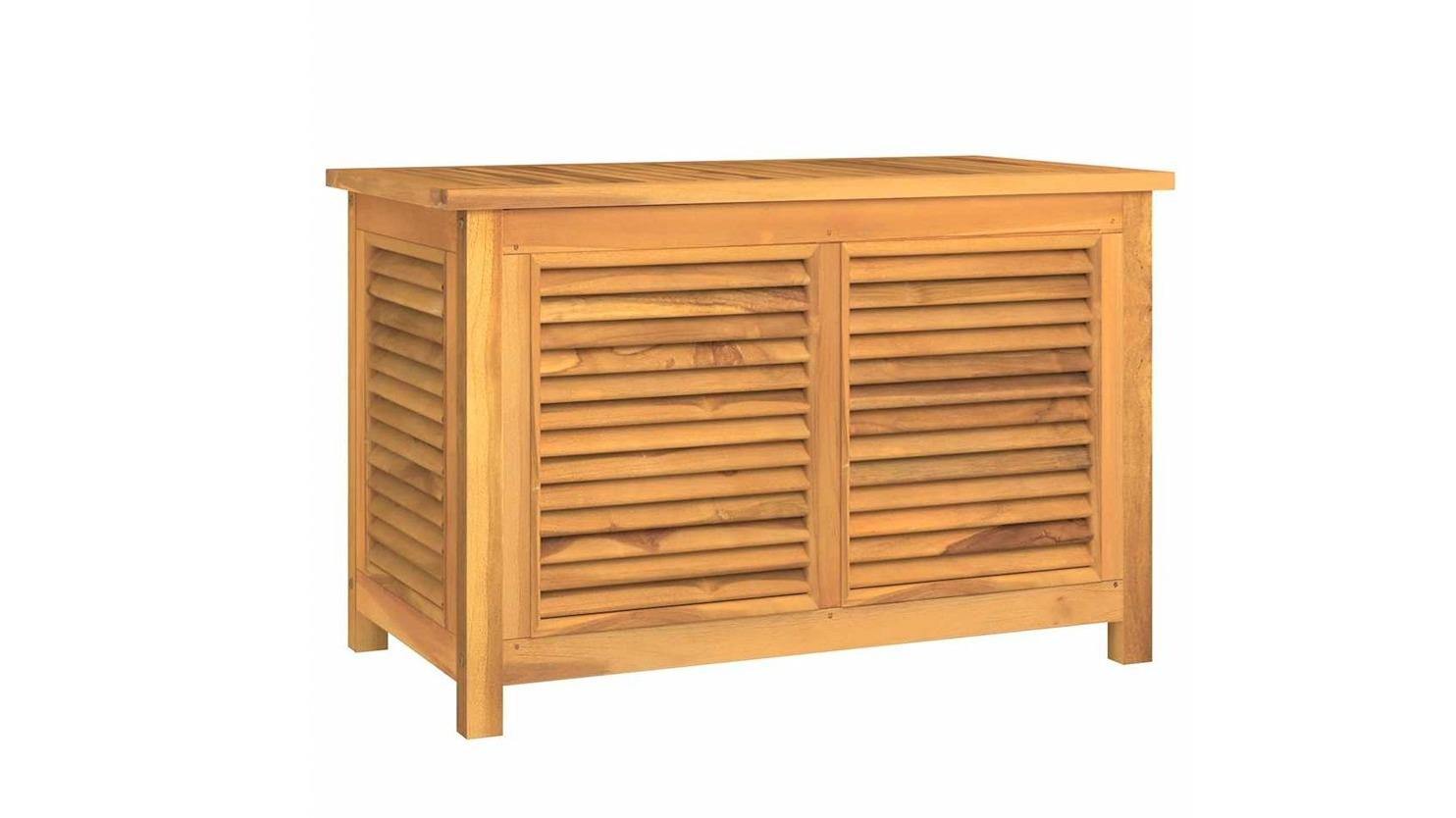 vidaXL Solid Teak Wood 90 x 50 x 58cm Garden Storage Box with Bag