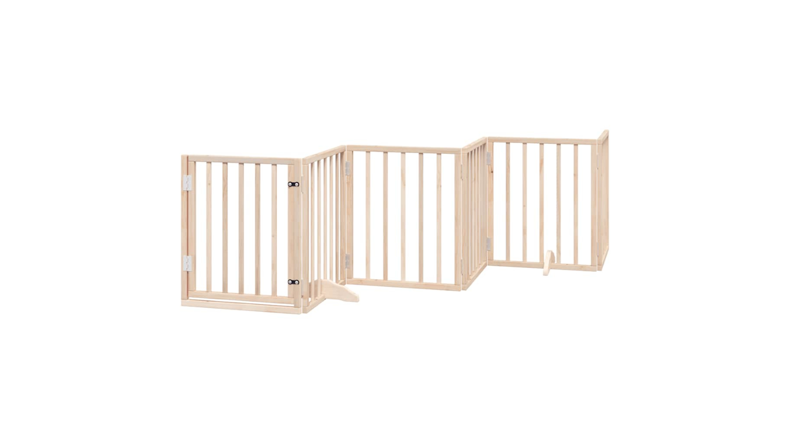 vidaXL 9-Panel Poplar Wood 300 x 60 x 2cm Foldable Dog Safety Fence with Door