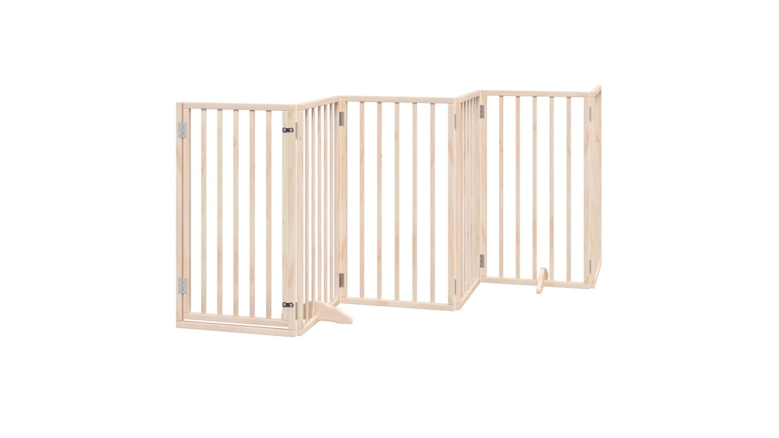 vidaXL 9-Panel Poplar Wood Design Dog Safety Fence with Door - 450 x 90 x 2cm