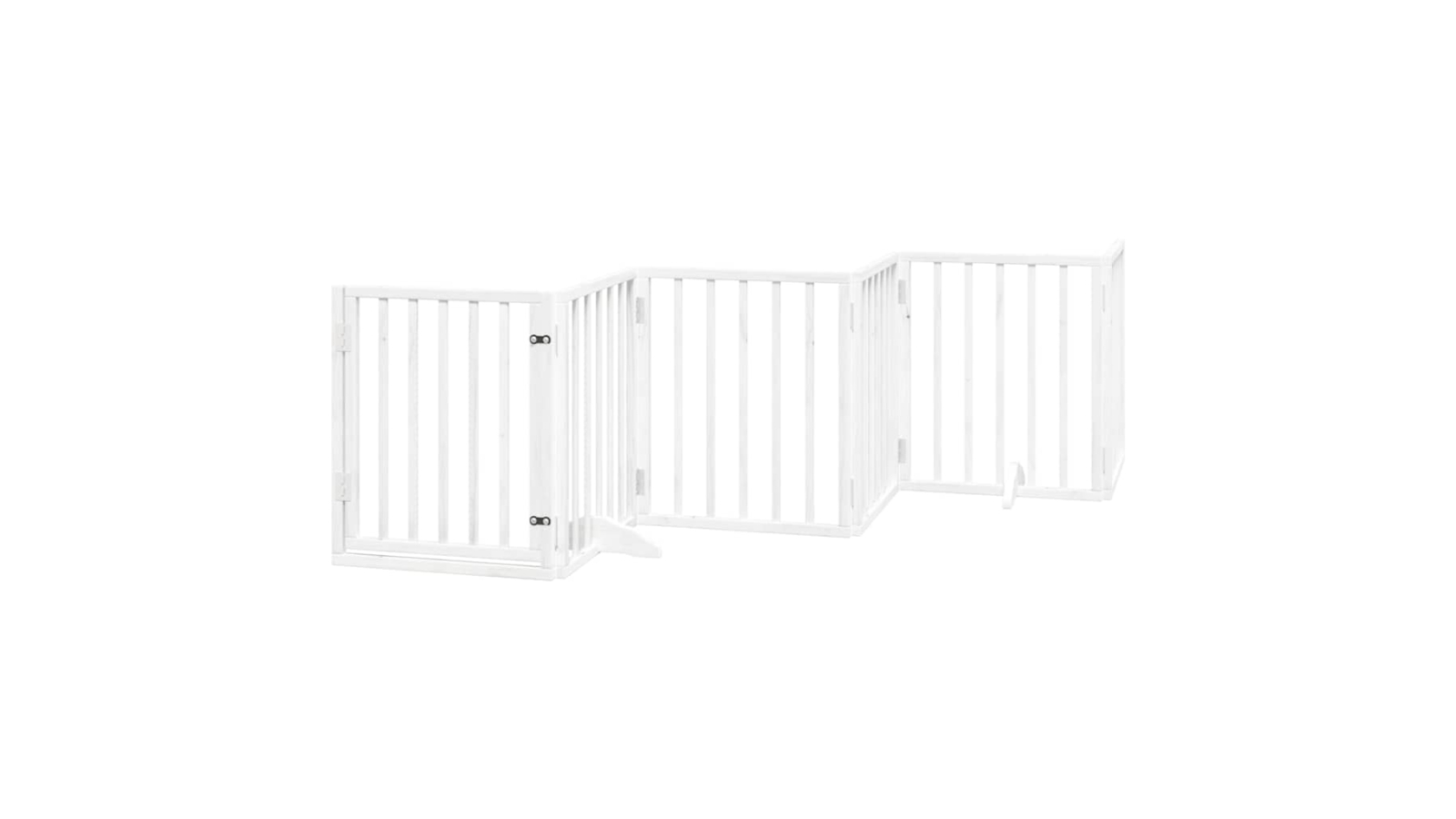vidaXL 12-Panel White Poplar Wood 600 x 60 x 2cm Foldable Dog Safety Fence with Door