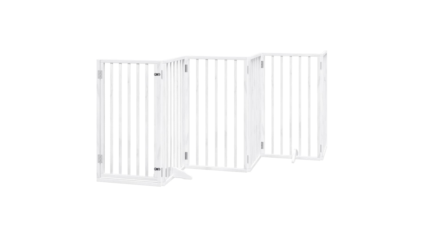 vidaXL 9-Panel White Poplar Wood Foldable Dog Safety Fence with Door - 450 x 90 x 2cm