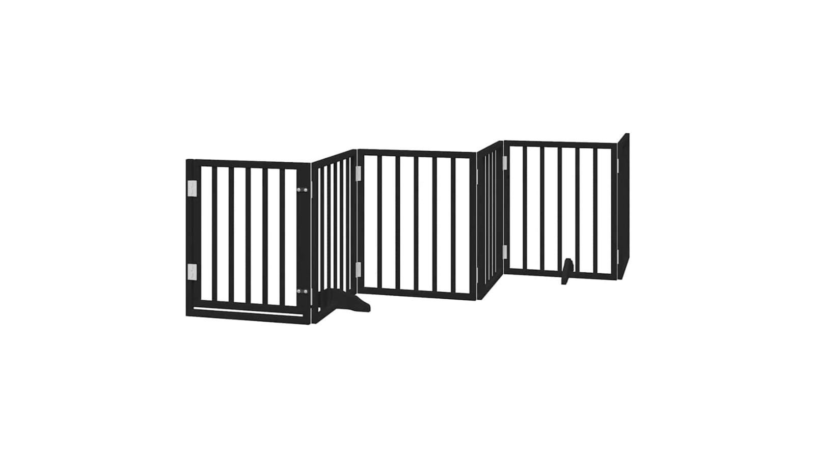 vidaXL 12-Panel Black Poplar Wood 600 x 60 x 2cm Foldable Dog Safety Fence with Door