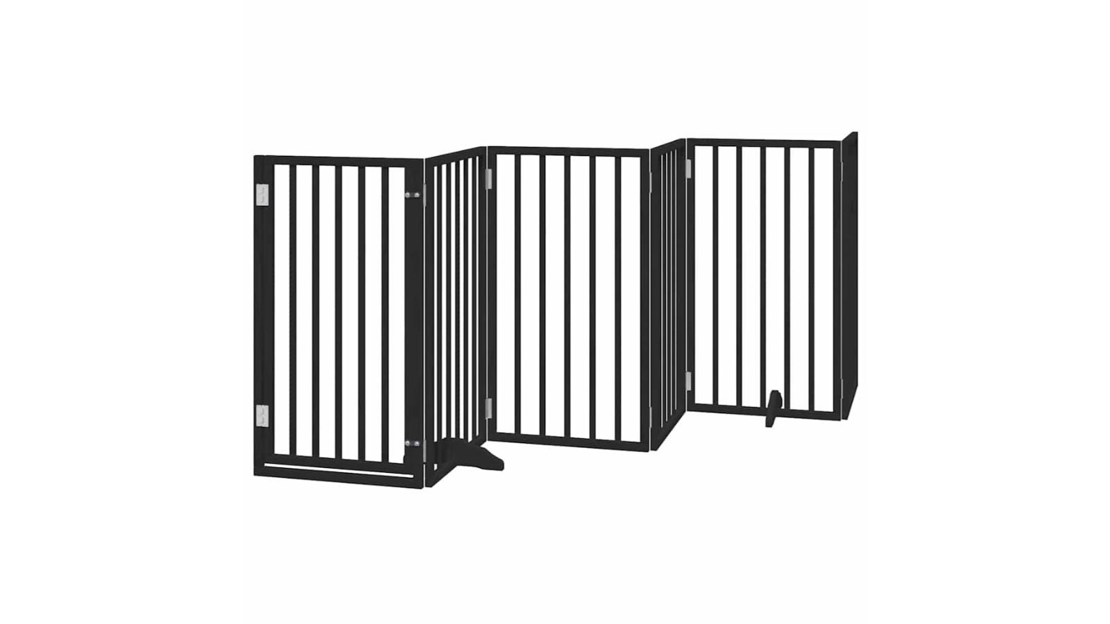 vidaXL 12-Panel Black Poplar Wood 600 x 90 x 2cm Foldable Dog Safety Fence with Door