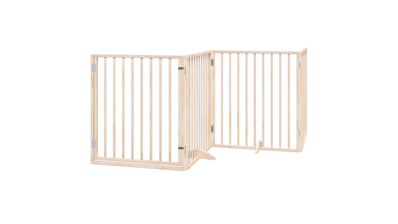 vidaXL 8-Panel Poplar Wood 640 x 90 x 2cm Foldable Dog Safety Fence with Door