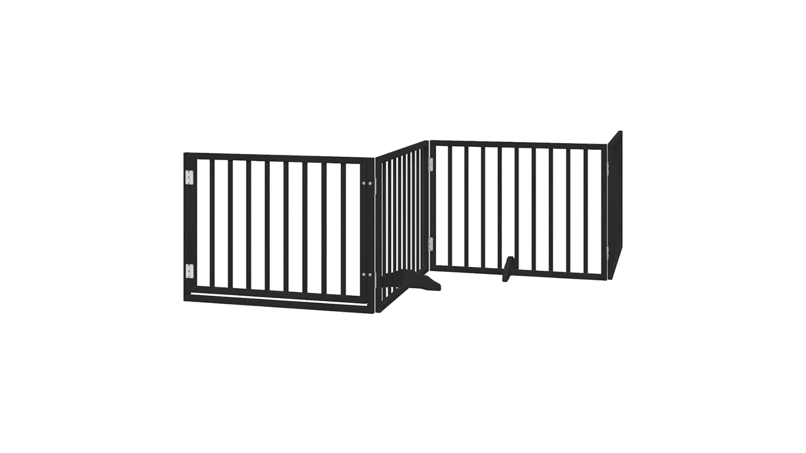 vidaXL 6-Panel Black Poplar Wood Foldable Dog Safety Fence with Door - 480 x 60 x 2cm