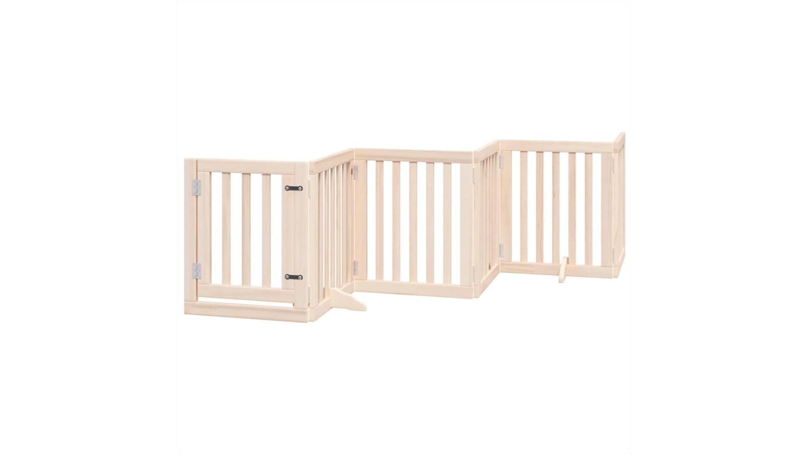 vidaXL 9-Panel Poplar Wood 450 x 60 x 2cm Dog Foldable Safety Fence with Door