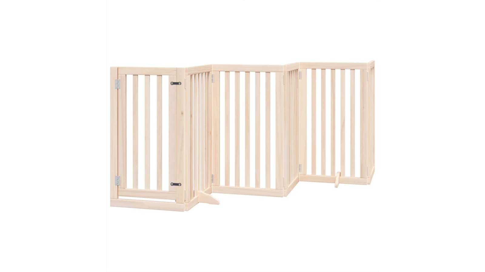 vidaXL 12-Panel Poplar Wood 600 x 90 x 2cm Foldable Dog Safety Fence with Door