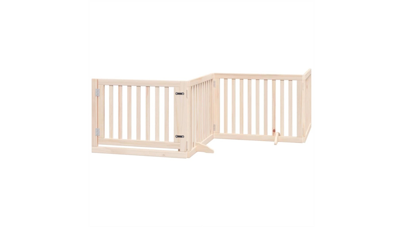vidaXL 8-Panel Poplar Wood Dog Safety Thick Bar Fence with Door - 640 x 60 x 2cm
