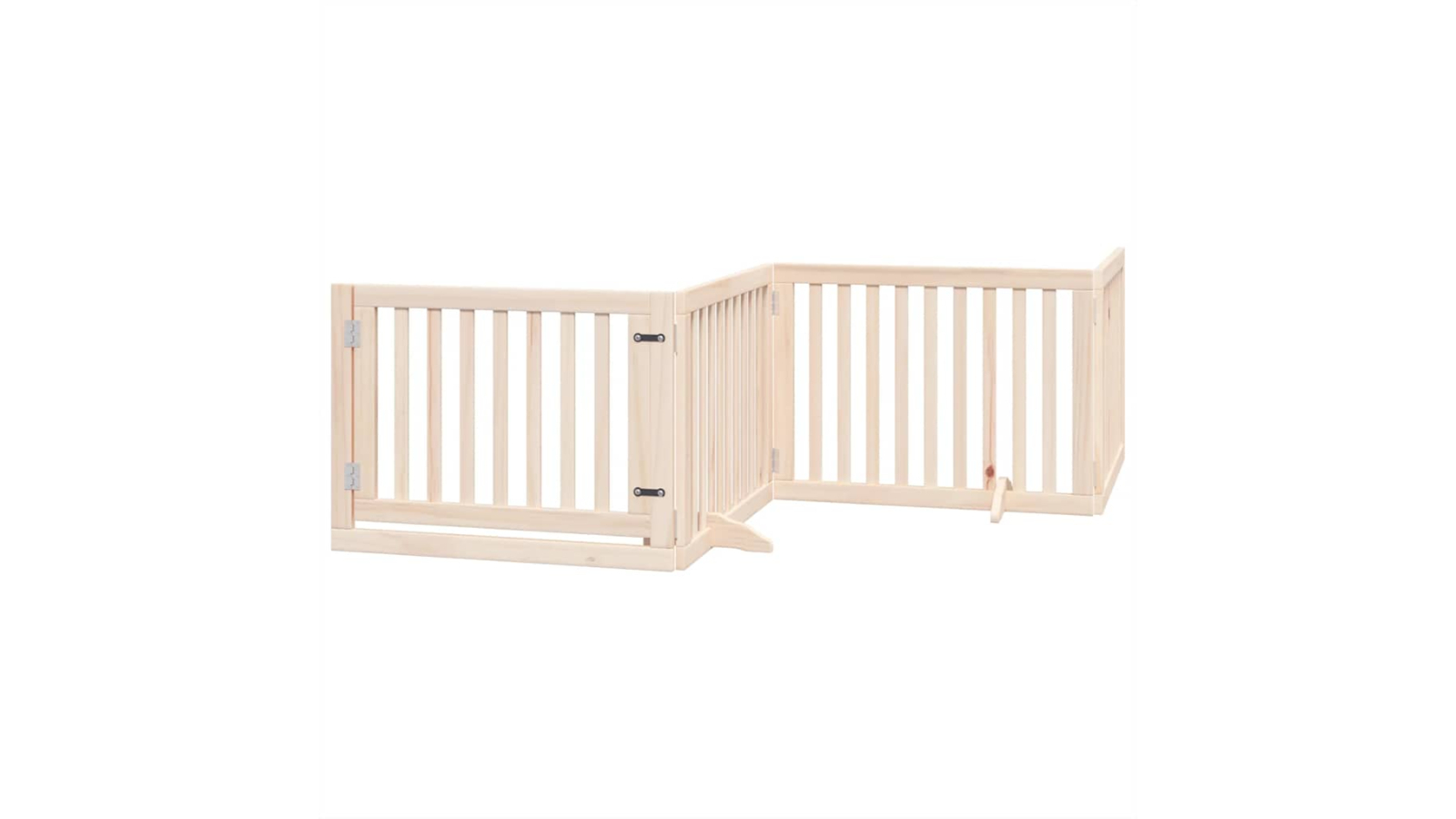 vidaXL 10-Panel Poplar Wood 800 x 60 x 2cm Foldable Dog Safety Fence with Door
