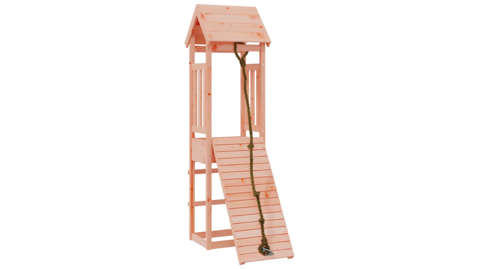 vidaXL Solid Wood Douglas Playhouse with Climbing Wall - 131 x 64 x 207cm