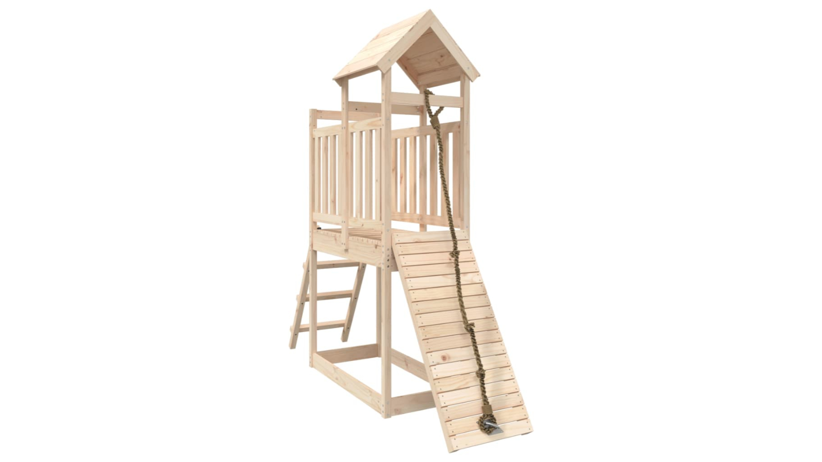 vidaXL Playhouse with Solid Wood Pine Climbing Wall - 229 x 64 x 214cm