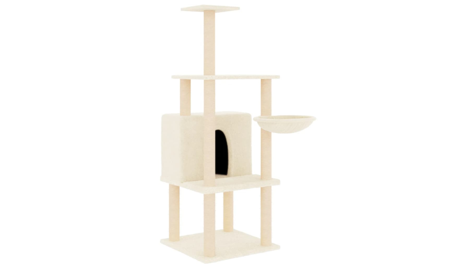 vidaXL Cream Cat Tree with Sisal Scratching Post - 132cm