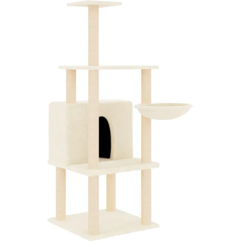vidaXL Cream Cat Tree with Sisal Scratching Post - 132cm