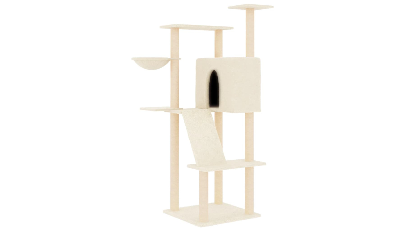 vidaXL Cream Cat Tree with Sisal Scratching Post - 143cm