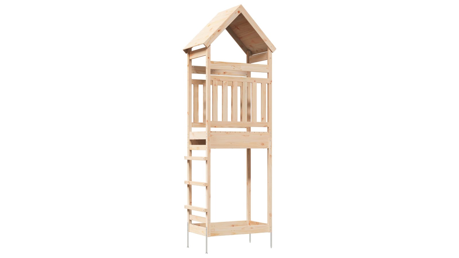 vidaXL Natural Solid Pine Wood 53 x 85 x 264cm Outdoor Play Tower
