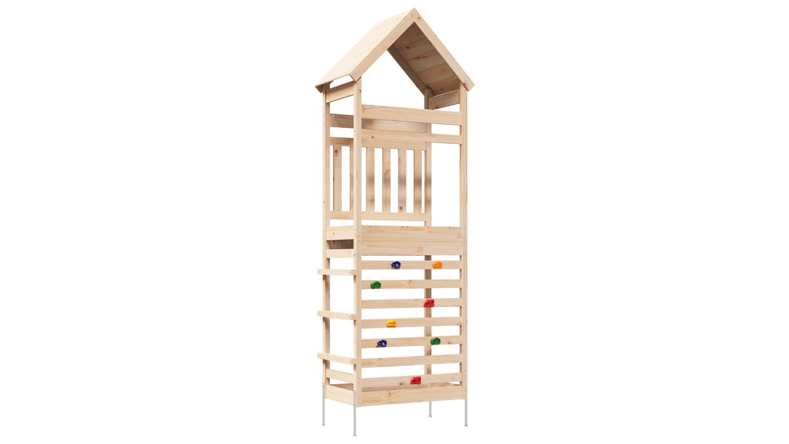 vidaXL Natural Solid Pine Wood 53 x 85 x 263.5cm Outdoor Play Tower