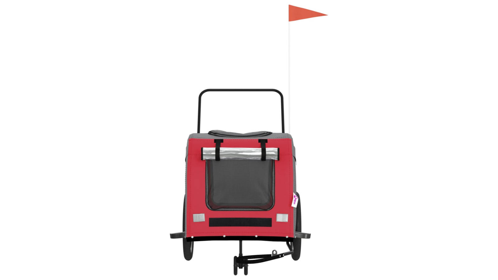 vidaXL Fabric and Iron Red and Grey Oxford Pet Bike Trailer - 68 x 134 x 73cm