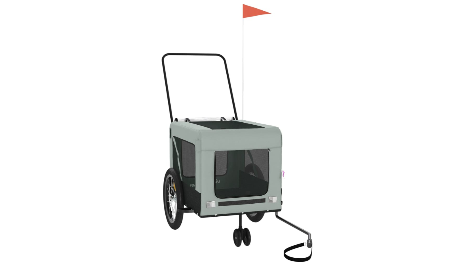vidaXL Oxford Fabric and Iron Grey/Black Pet Bike Trailer - 123 x 63 x 66cm