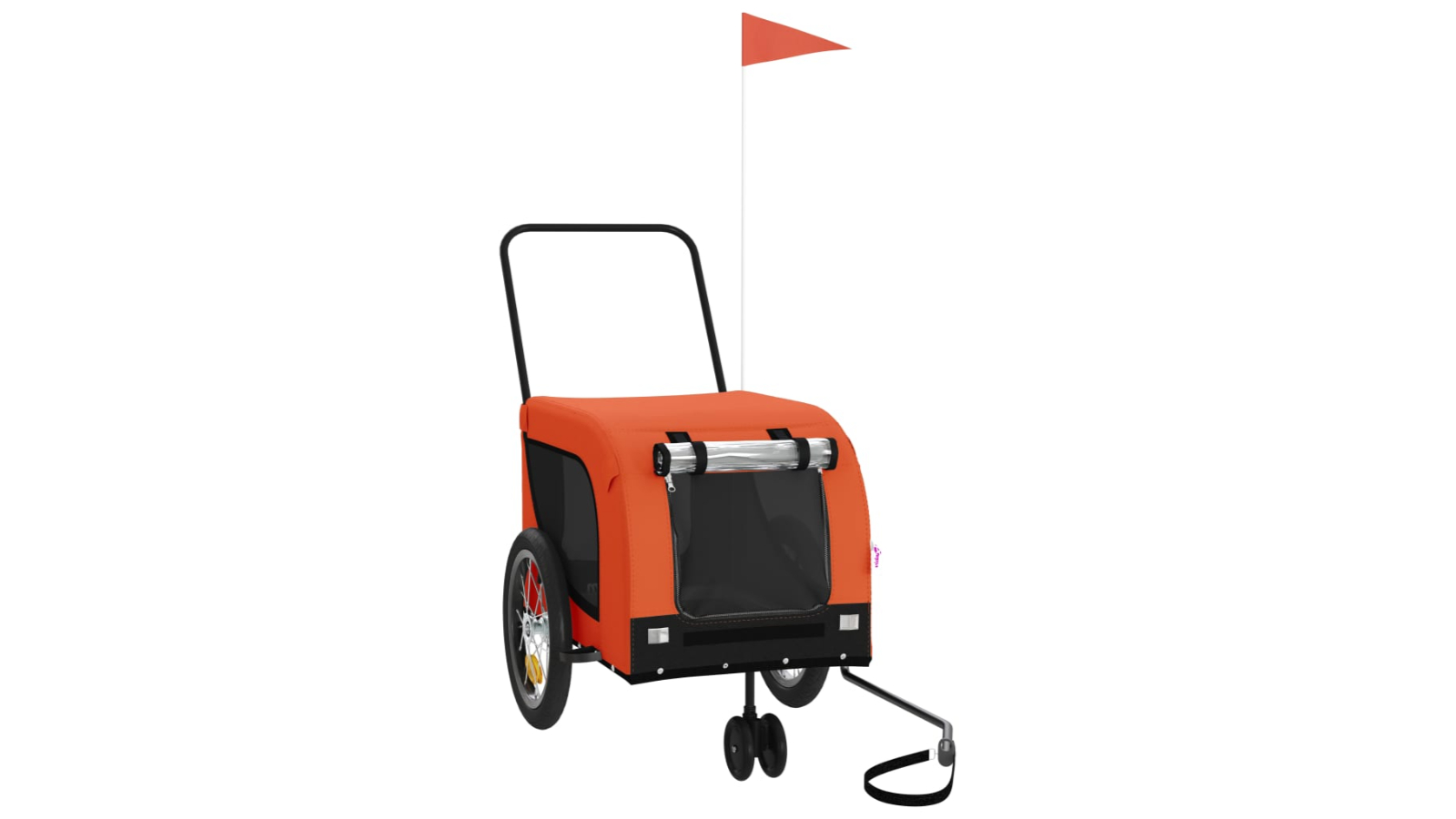 vidaXL Oxford Fabric and Iron Orange/Black Pet Bike Trailer - 125 x 63 x 66cm
