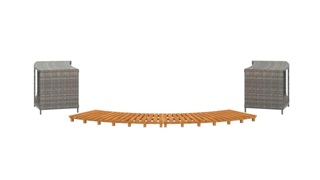 vidaXL Poly Rattan and Solid Wood Acacia Grey Hot Tub Surround