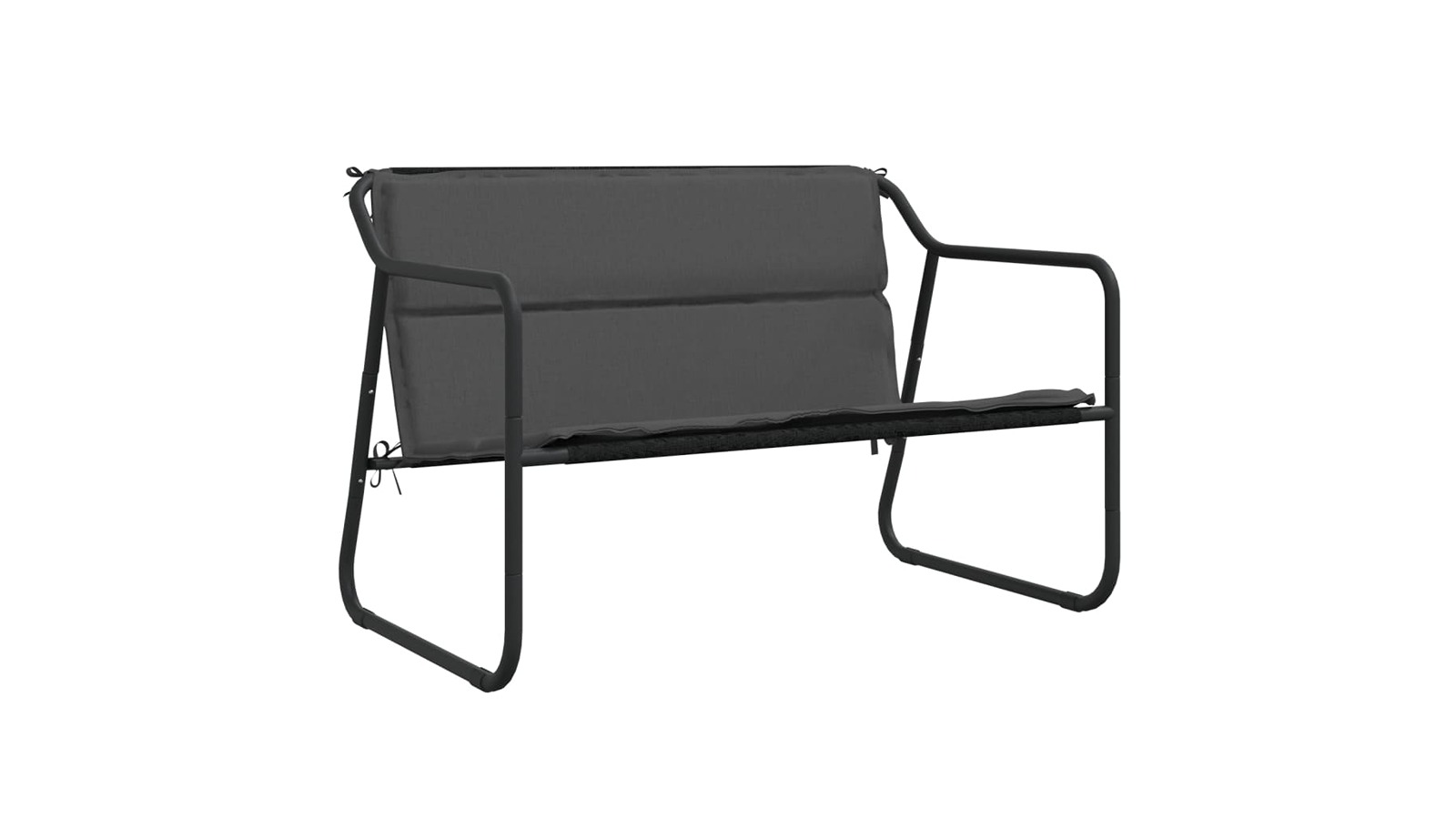vidaXL 2-Seater Anthracite Steel Garden Bench with Cushion