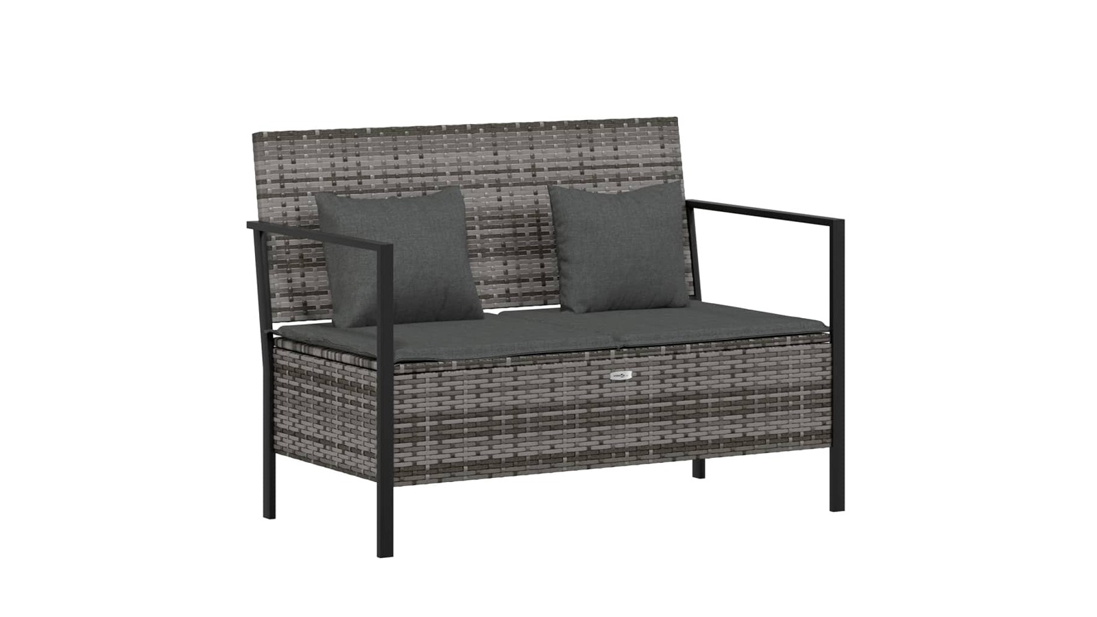 vidaXL 2-Seater Poly Rattan Garden Bench with Cushion - Grey