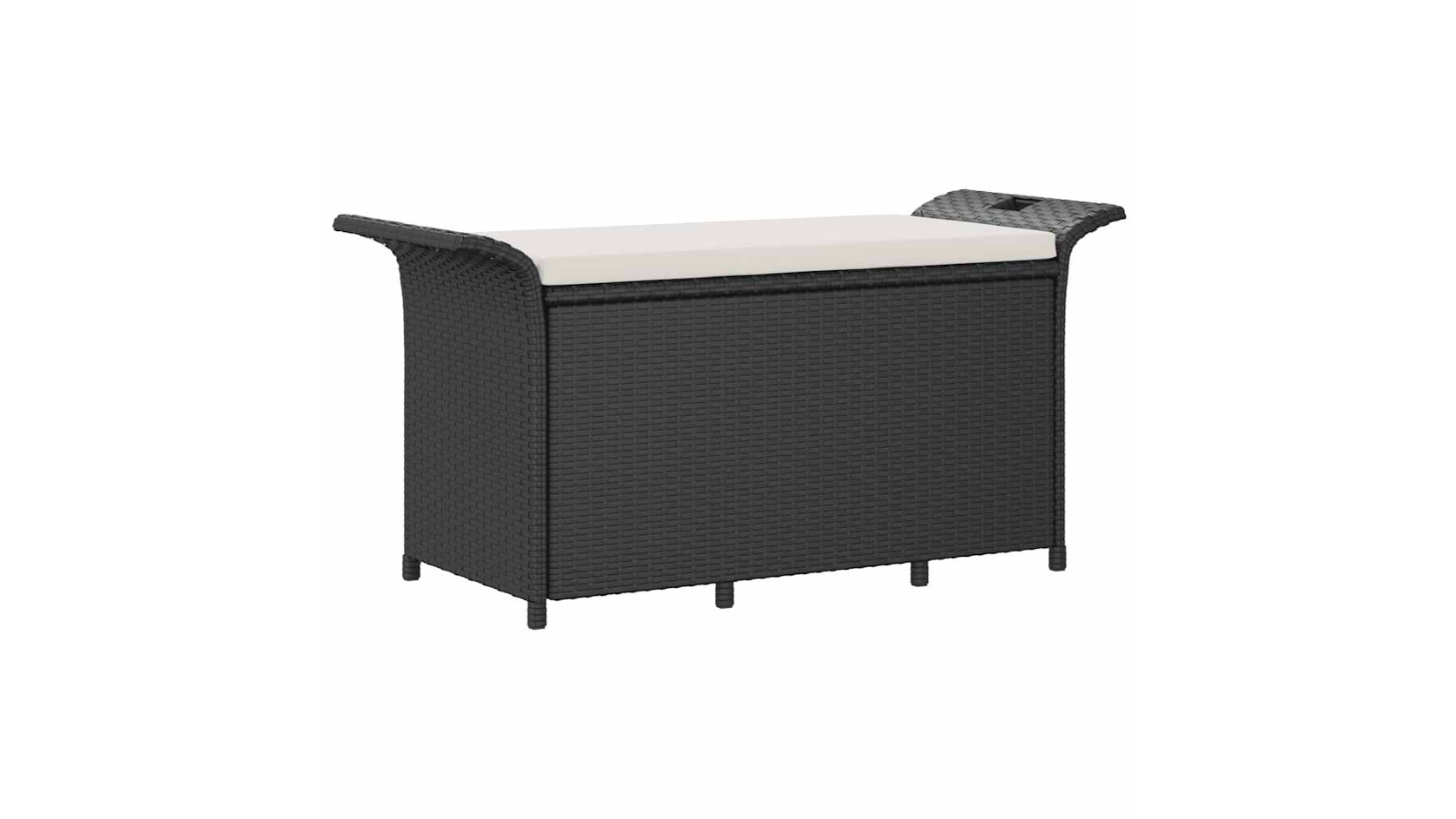 vidaXL Black Poly Rattan Garden 116 x 46 x 57cm Bench with Cushion