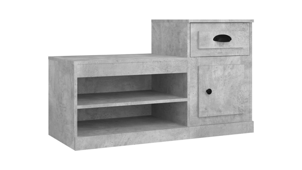 vidaXL 100 x 42 x 60cm Engineered Wood Shoe Cabinet - Concrete Grey