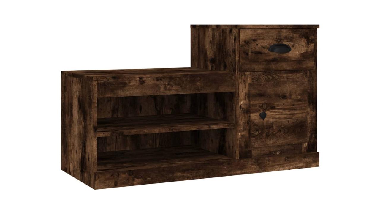 vidaXL 100 x 42 x 60cm Engineered Wood Shoe Cabinet - Smoked Oak