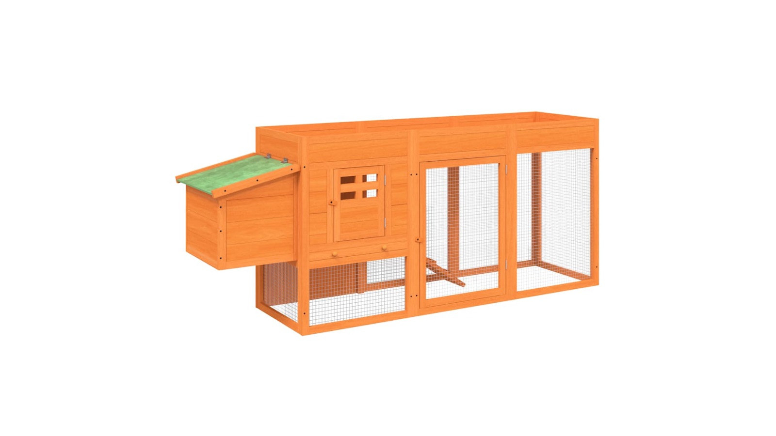 vidaXL 204 x 50 x 84cm Solid Pine Wood Chicken Coop - Brown