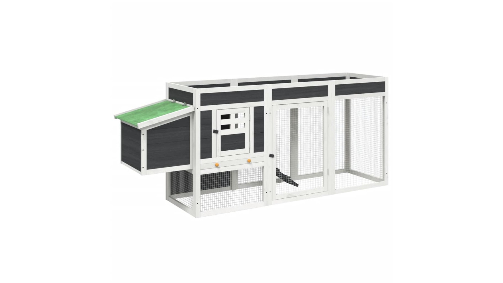 vidaXL 204 x 50 x 84cm Solid Pine Wood Chicken Coop - Grey
