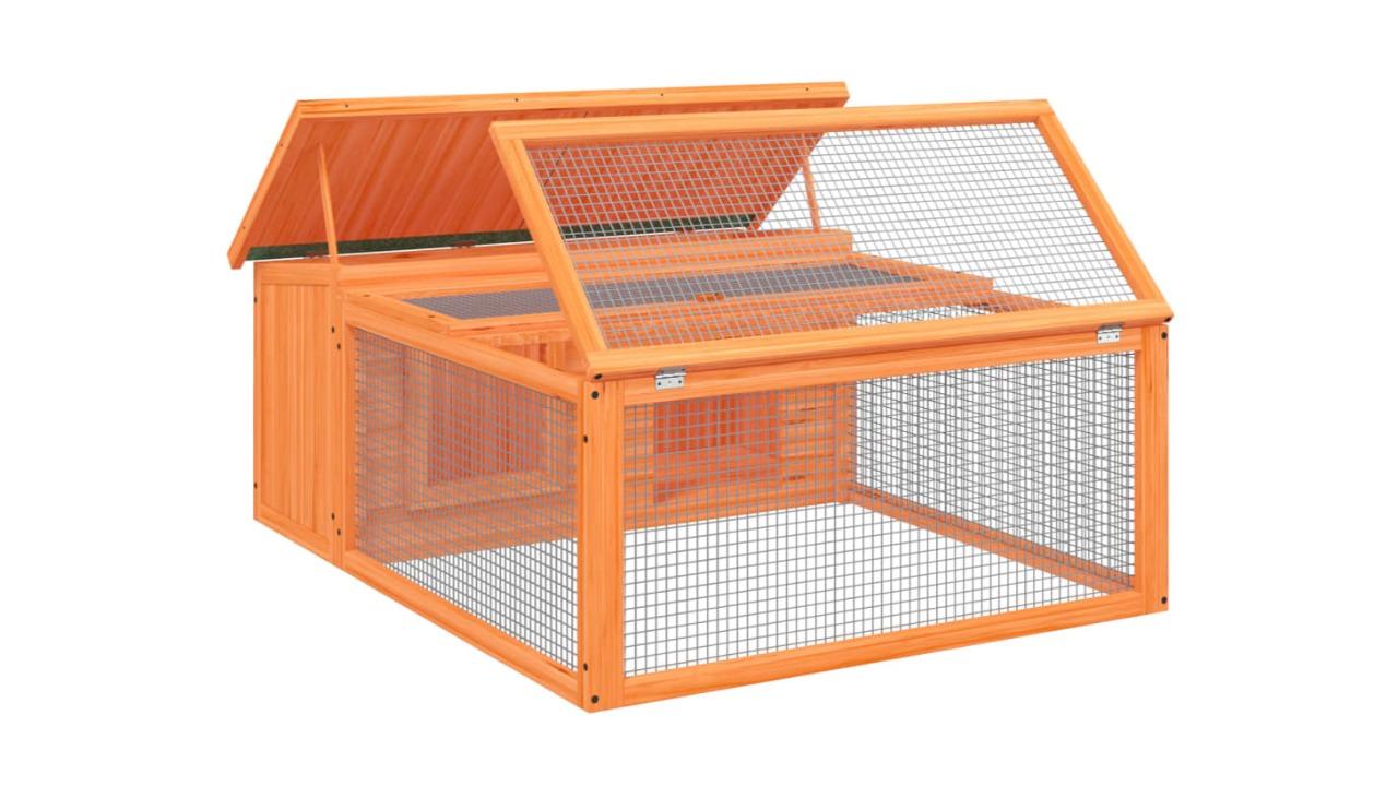 vidaXL Brown Solid Pine Wood Rabbit Hutch - 117.5 x 97 x 47.5cm