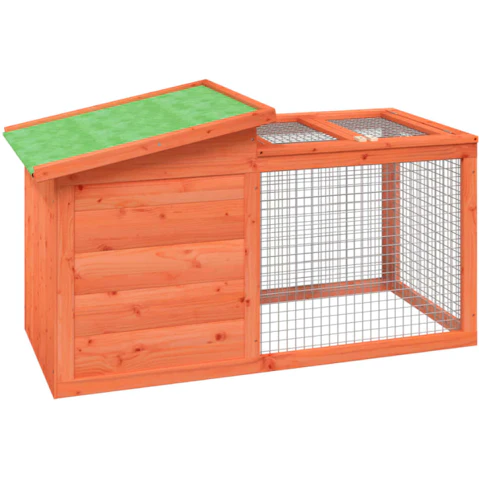 vidaXL Solid Pine Wood 100.5 x 54 x 55cm Rabbit Hutch - Brown