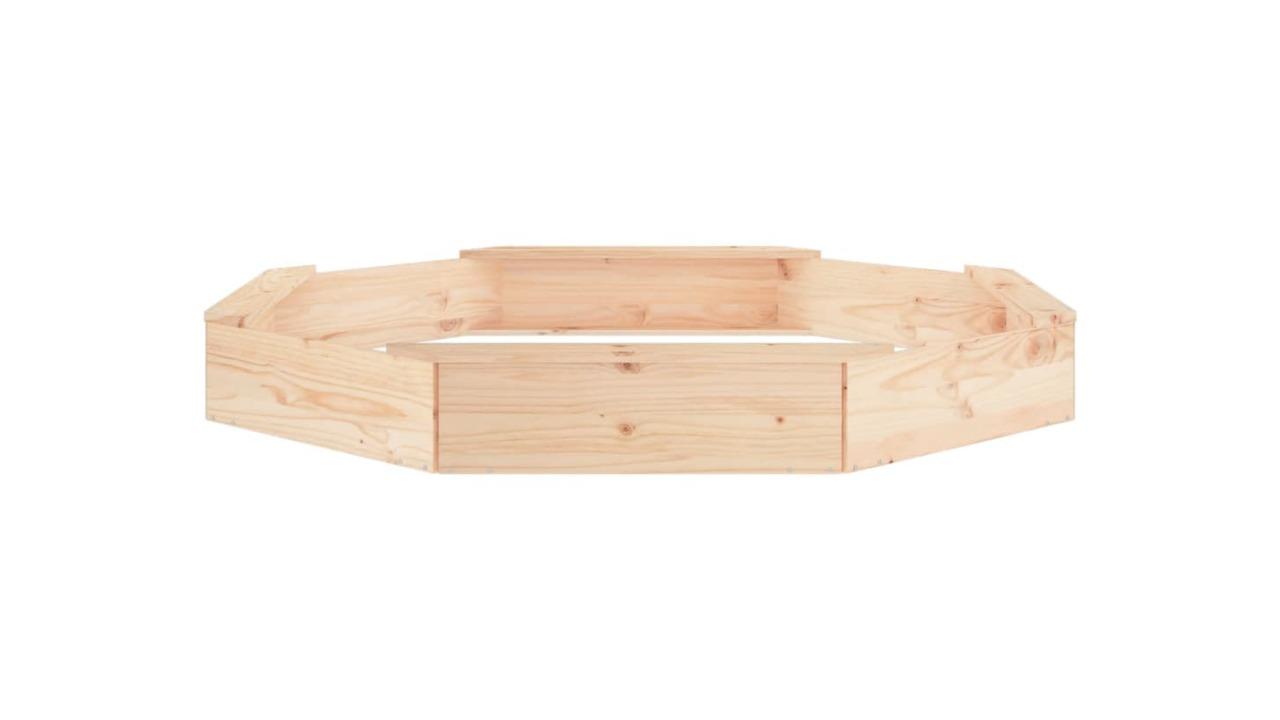 vidaXL Solid Pine Wood Octagon Sandbox with Seats - 159.5 x 159.5 x 20cm