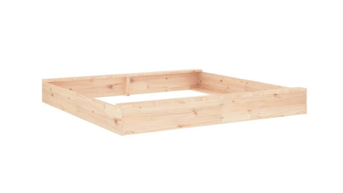 vidaXL Solid Pine Wood Square Sandbox with Seats - 160 x 160 x 20cm