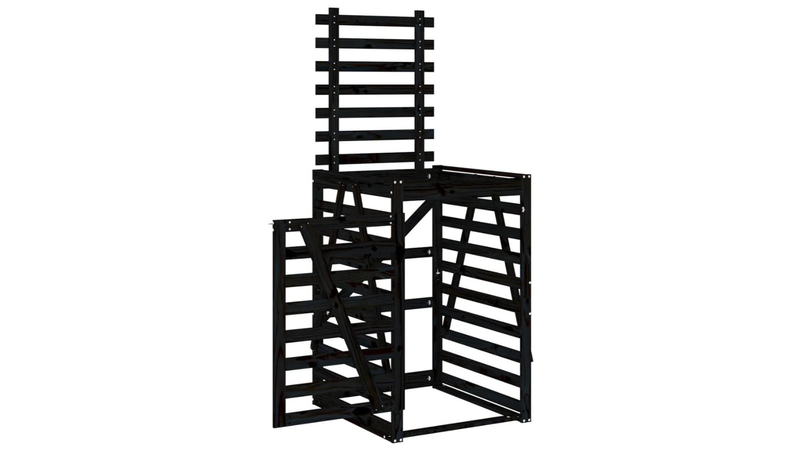 vidaXL Black Solid Pine Wood Wheelie Bin Storage - 84 x 90 x 128.5cm