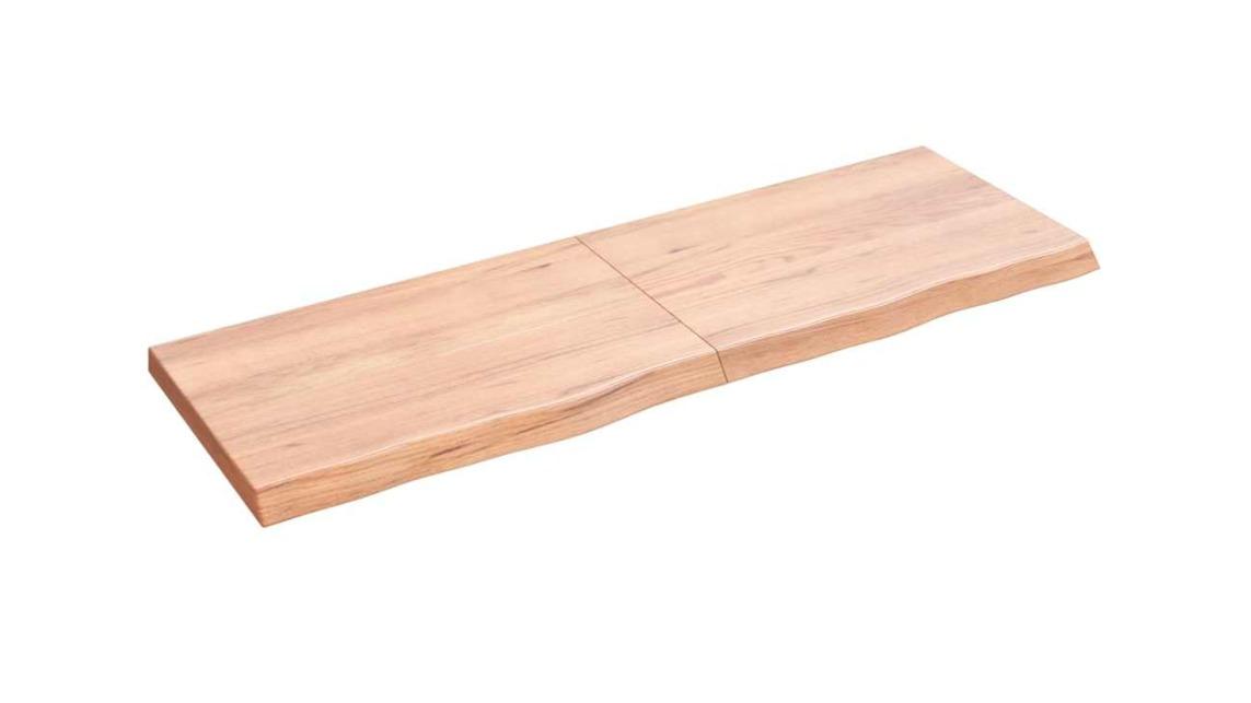 vidaXL Light Brown Treated Solid Wood Oak Wall Shelf - 120 x 40 x 2-4cm