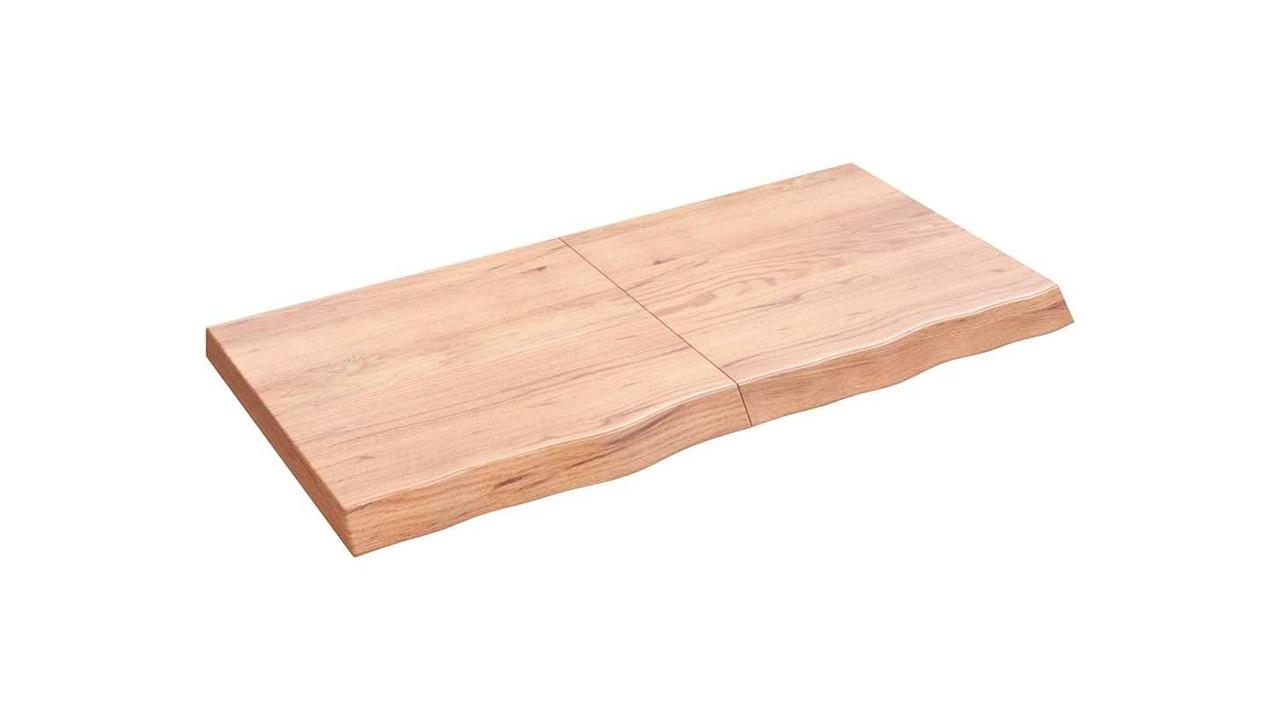 vidaXL Light Brown Treated Solid Oak Wood 120 x 60 x 6cm Wall Shelf