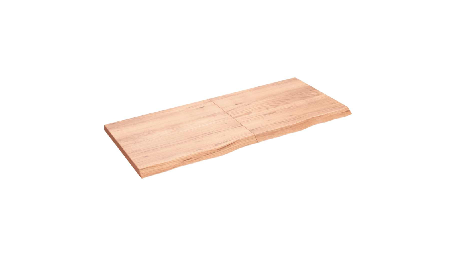 vidaXL Light Brown Treated Solid Wood Oak 140 x 60 x 2-4cm Wall Shelf