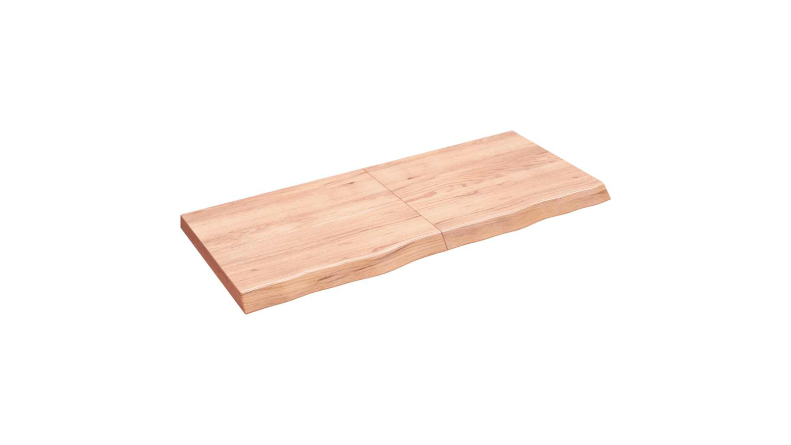 vidaXL Light Brown Treated Solid Wood Oak 140 x 60 x 2-6cm Wall Shelf
