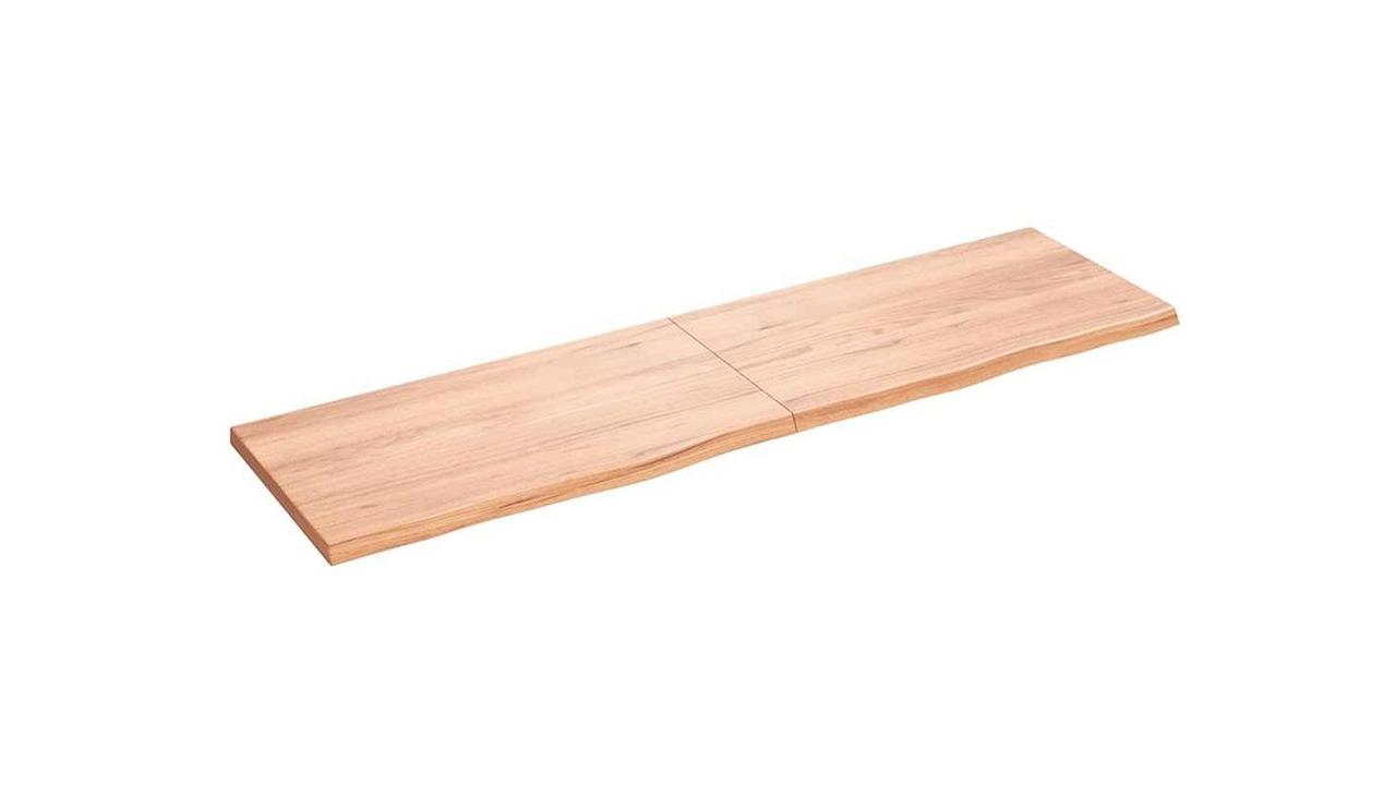 vidaXL Light Brown Treated Solid Oak Wood 180 x 50 x 4cm Wall Shelf
