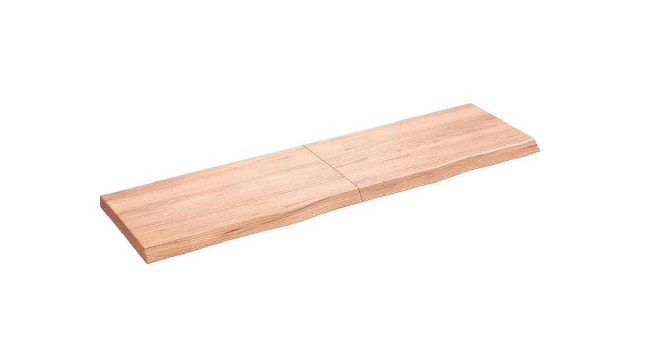 vidaXL Light Brown Treated Solid Oak Wood 180 x 50 x 6cm Wall Shelf