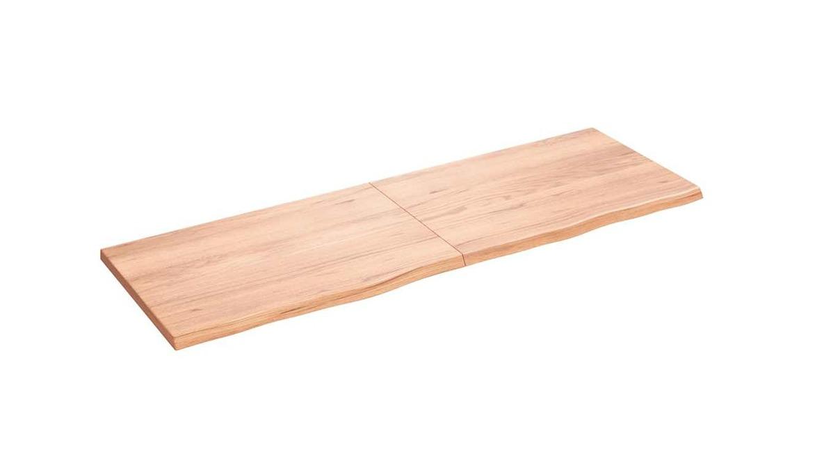 vidaXL Light Brown Treated Solid Oak Wood 180 x 60 x 4cm Wall Shelf